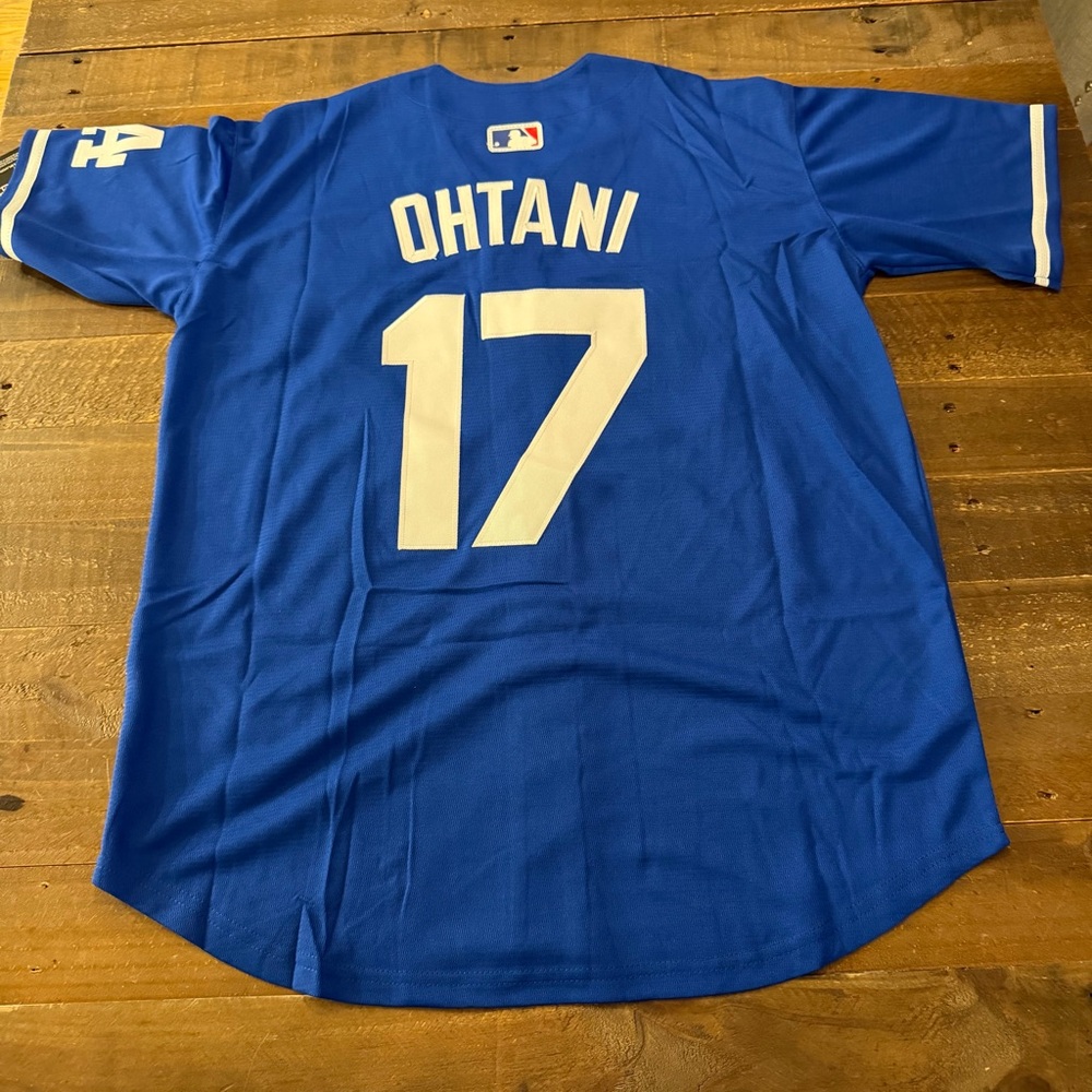 Men's Blue #17 Baseball Jersey with White Lettering
